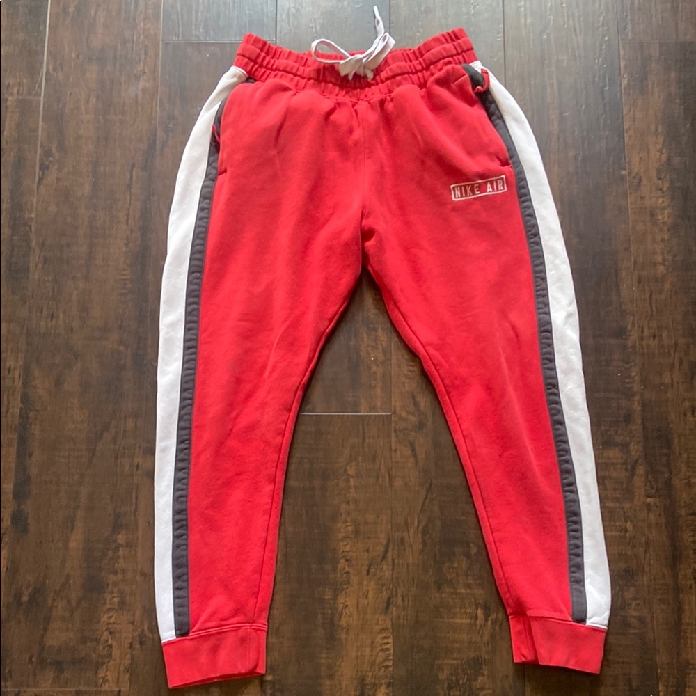 Nike Red and White Jogger Sweatpants